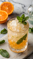 Grapefruit Cocktail with Mint in Elegant Glass
