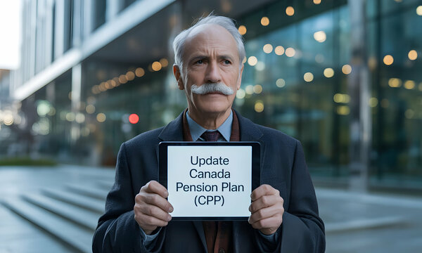 Person Holding Sign About Canadian Pension Plan Update