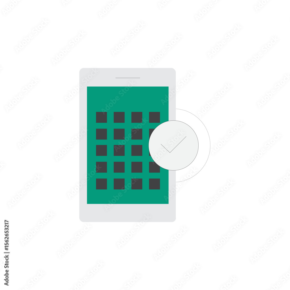 Poster abstract illustration of a mobile application development process with gears and code symbols