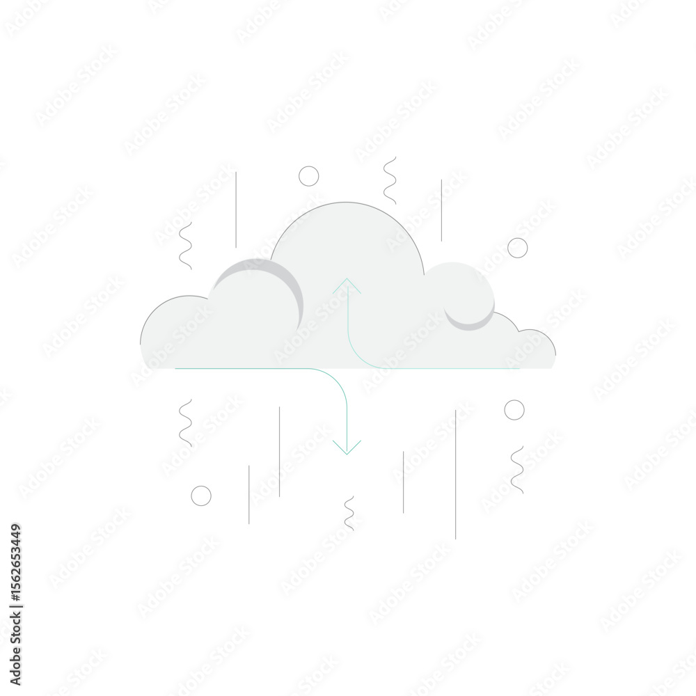 Poster clean cloud service icon representing digital data storage and connectivity