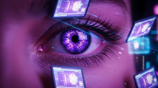 Futuristic Eye with Holographic Displays