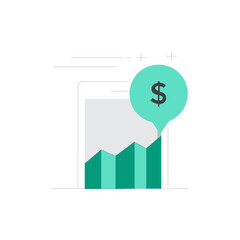Modern mobile banking icon representing financial transactions and digital currency on a smartphone