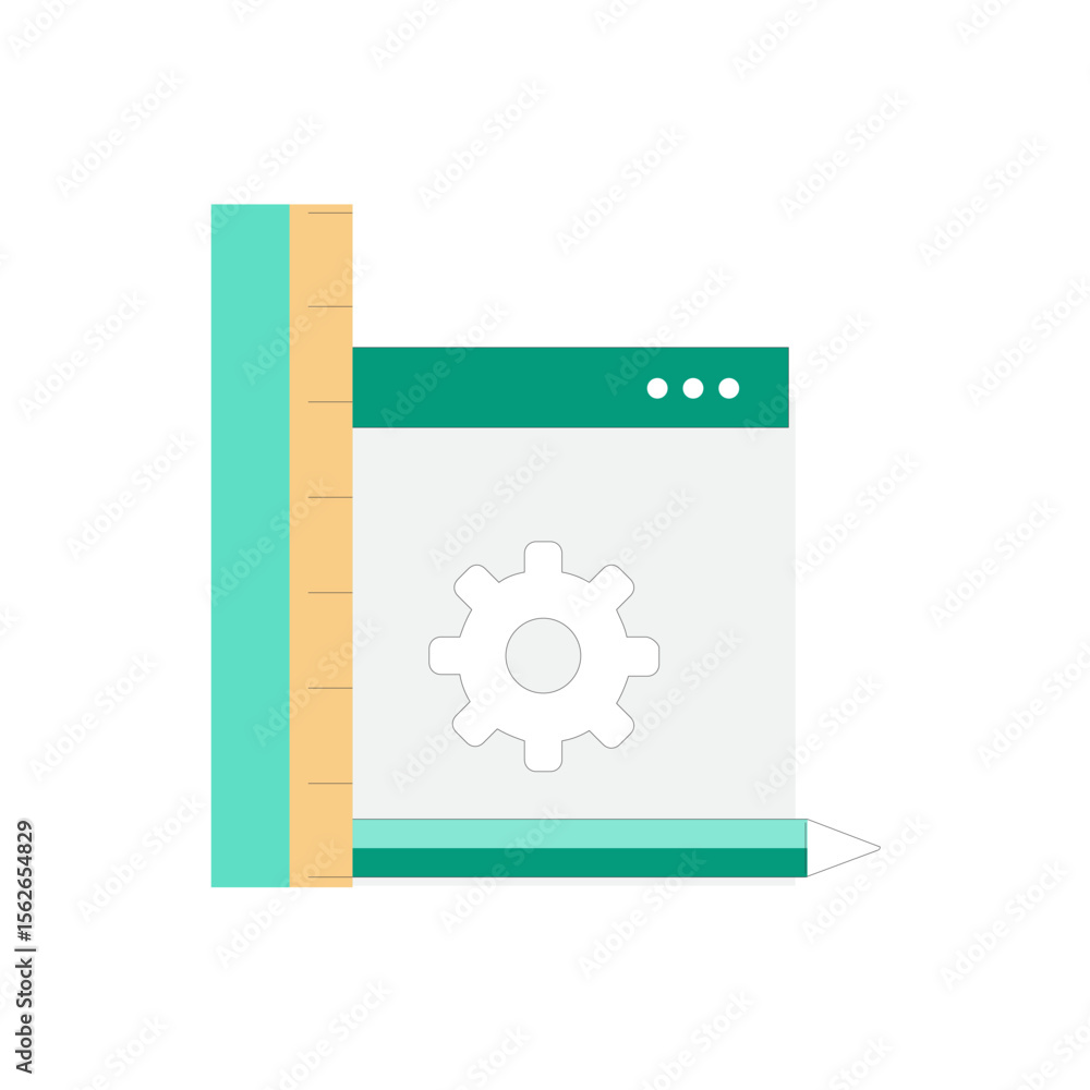 Poster modern icon representing project development and progress with clean lines
