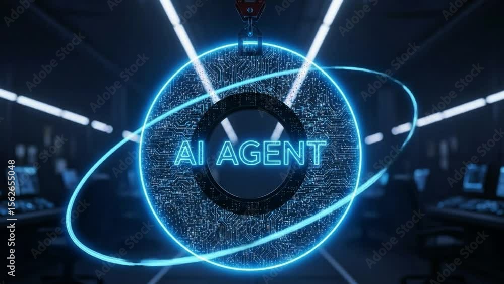 Poster ai agent of future technology: an evocative digital display featuring 