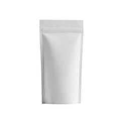 Clean white stand up pouch with zipper closure isolated on transparent background