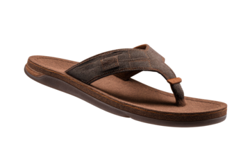A brown sandal with a brown strap and a brown band