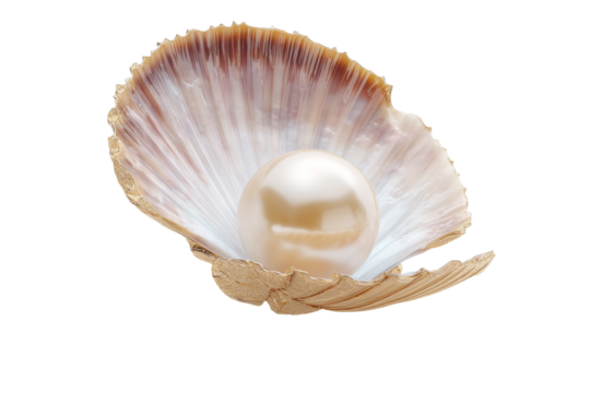 A pearl is sitting inside of a shell