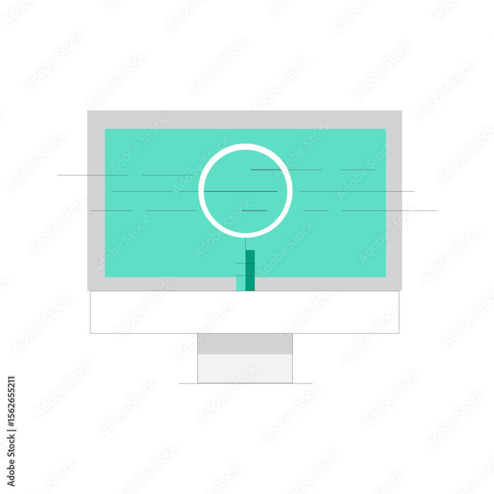 Poster simple magnifying glass icon with code brackets for search and development