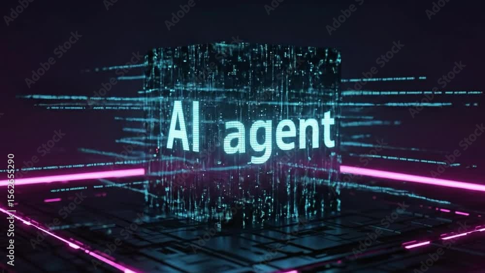 Poster ai agent in the digital realm: a captivating visual representation of an ai agent, rendered in vibra
