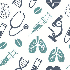 Medical seamless pattern healthcare icons science technology vector design