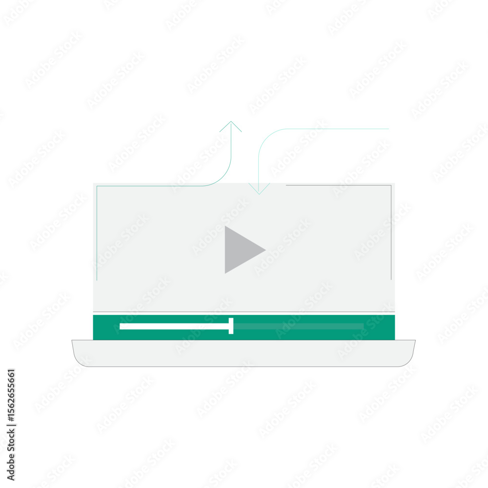 Poster simple and clean icon representing video upload functionality for digital platforms