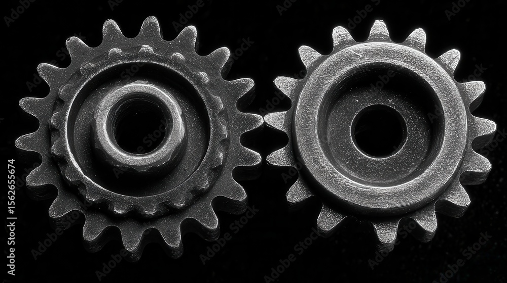 Poster metallic gears with different sizes against a dark background