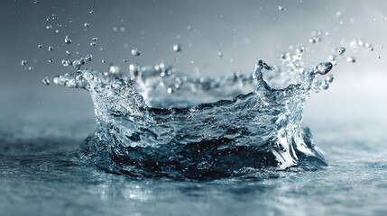 Water splash captured in midair on white background. Dynamic and energetic visual of liquid in motion.