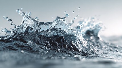 Water splash captured in midair on white background. Dynamic and energetic visual of liquid in motion.