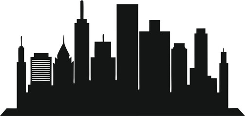 Naklejka premium Minimal City Skyline Silhouette – Urban Building Outline Vector for Design and Branding