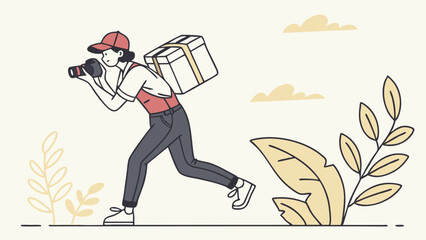 Fast Delivery Service: Courier Running with Package & Handheld Device, Express Shipping & Logistics Illustration