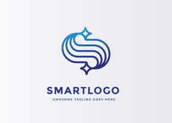 Abstract line art letter S logo design vector illustration