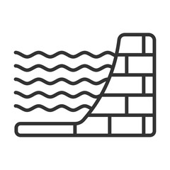Seawall Icon Outline Style. Vector Illustration Design
