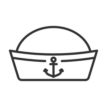 Sailor Cap Icon Outline Style. Vector Illustration Design