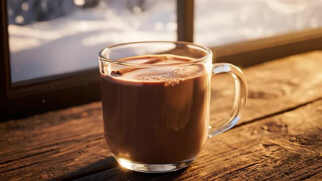 Pouring Hot Chocolate Coffee in Mug