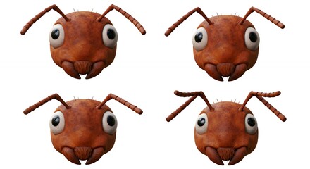 Fototapeta premium Cartoon ant heads illustration design