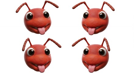 Fototapeta premium Cartoon ants on white background playful insects isolated for various applications