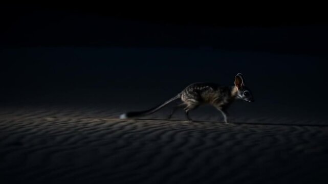 Desert Long-Eared Jerboa: Nocturnal Journey Across Sandy Dunes
