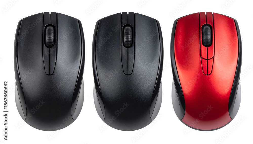 Aufkleber red and black computer mouse isolated on transparent background