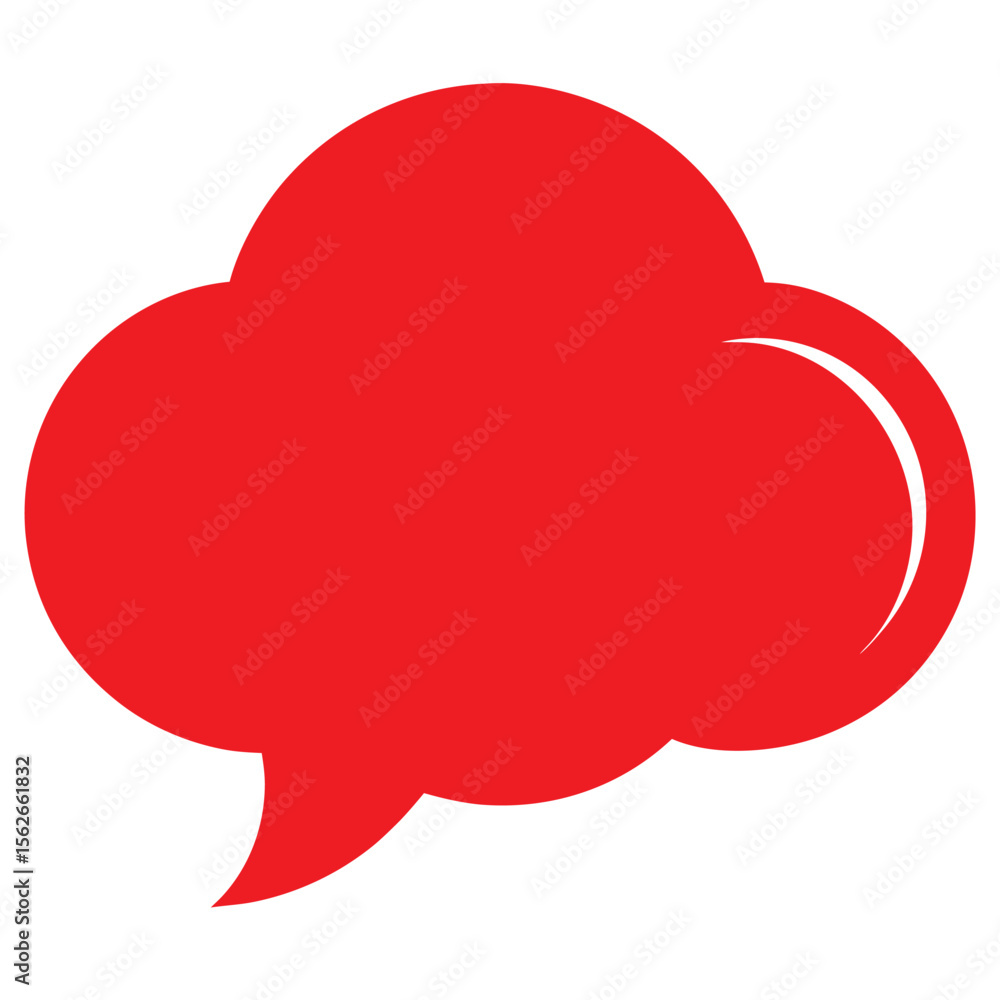 Poster red cloud shaped speech bubble icon with a simple clean design
