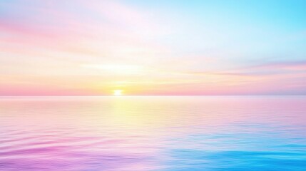 Naklejka premium Pastel hues of a tranquil sunrise over calm water.