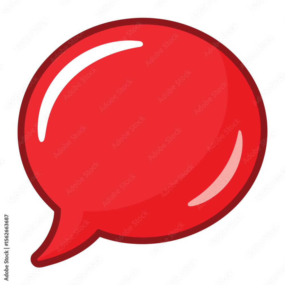 Poster red speech bubble icon with a fat tail and clean vector design