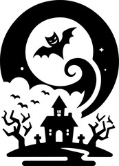 vector sketch illustration silhouette design icon logo symbol ghost coming out of grave 