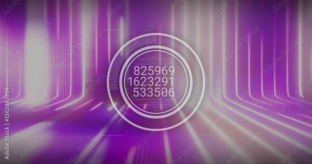 Poster starting with interface, ring sweeping, numbers updating, fading, ring vanishing showing data