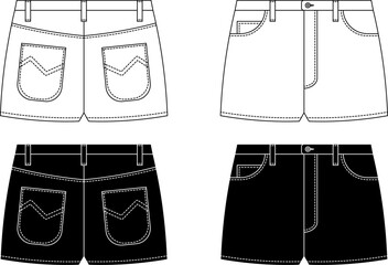 outline silhouette Hotpants or hot pants icon set