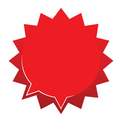 Jagged red speech bubble icon for communication and dialogue