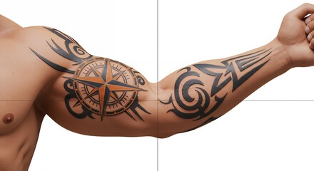 Mans arm with detailed tattoo design