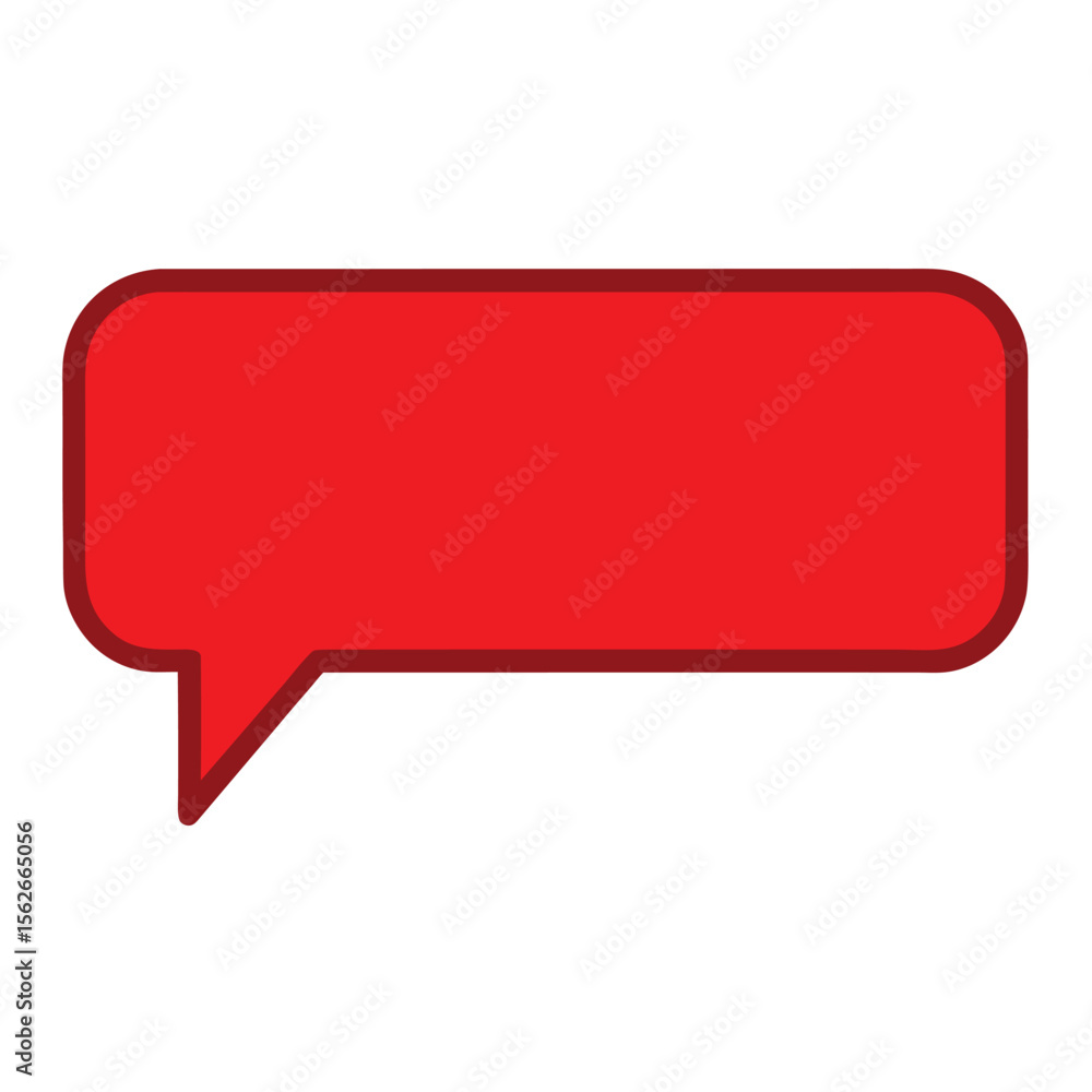 Poster narrow red rectangular speech bubble icon for communication and dialogue