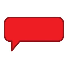 Narrow red rectangular speech bubble icon for communication and dialogue