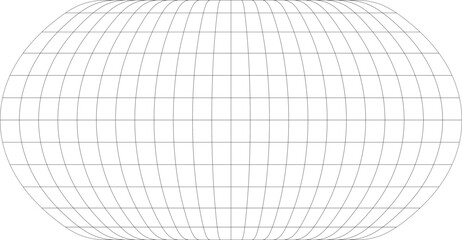 15-Degree world map graticule (latitude-longitude) grid vector in natural earth projection