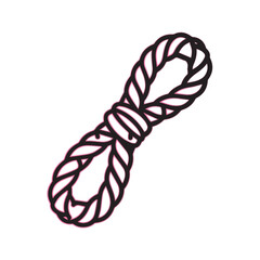 Stylized black rope with pink outline forming a loop and knot
