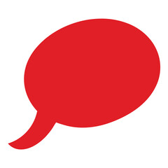 Red oval speech bubble icon with a tail for communication and dialogue