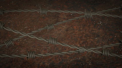 The  Barbed wire on Rusty Background for war concept  3d Rendering.