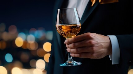 Elegant Evening with Sparkling Drink in Stylish Sophisticated Setting