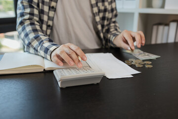 he is calculating the amount of money from all his income to allocate to various monthly expenses,...