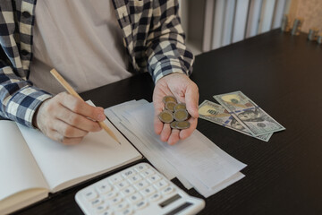 he is calculating the amount of money from all his income to allocate to various monthly expenses,...