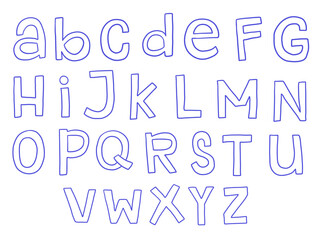 Hand Drawn Alphabet Letter Outline. A full set of 26 uppercase and lowercase hand drawn letters in a fun playful outline font with bold cartoon style strokes. Perfect for posters children designs logo