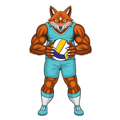 volleyball mascot fox vector illustration fox volleyball design