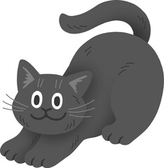 기지개 피는 검은 고양이