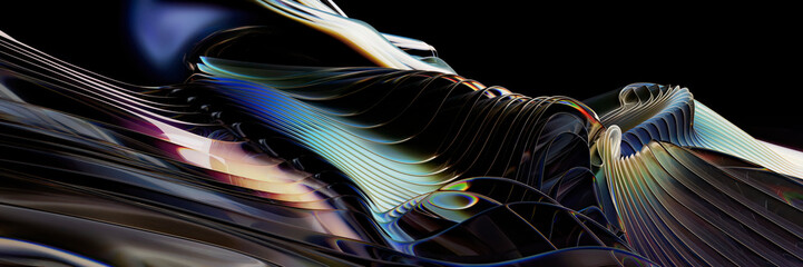 Abstract wavy 3D render of light refractions
