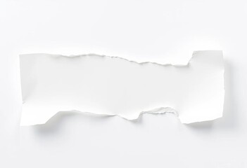 Jagged edges of a white sheet of paper, torn apart against a clean background, torn paper,   isolated background